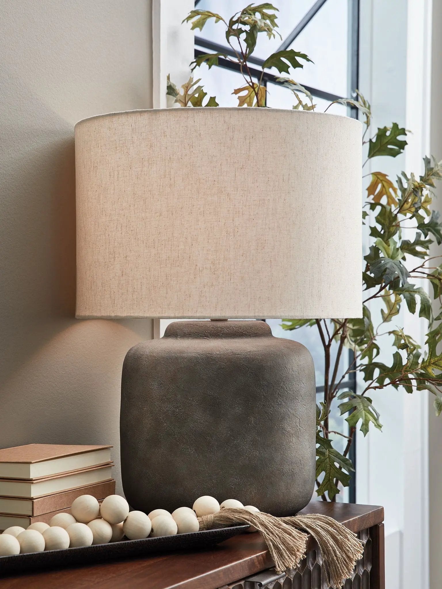 Zandophen - Metal Table Lamp - Antique Gray by Unique Piece Furniture