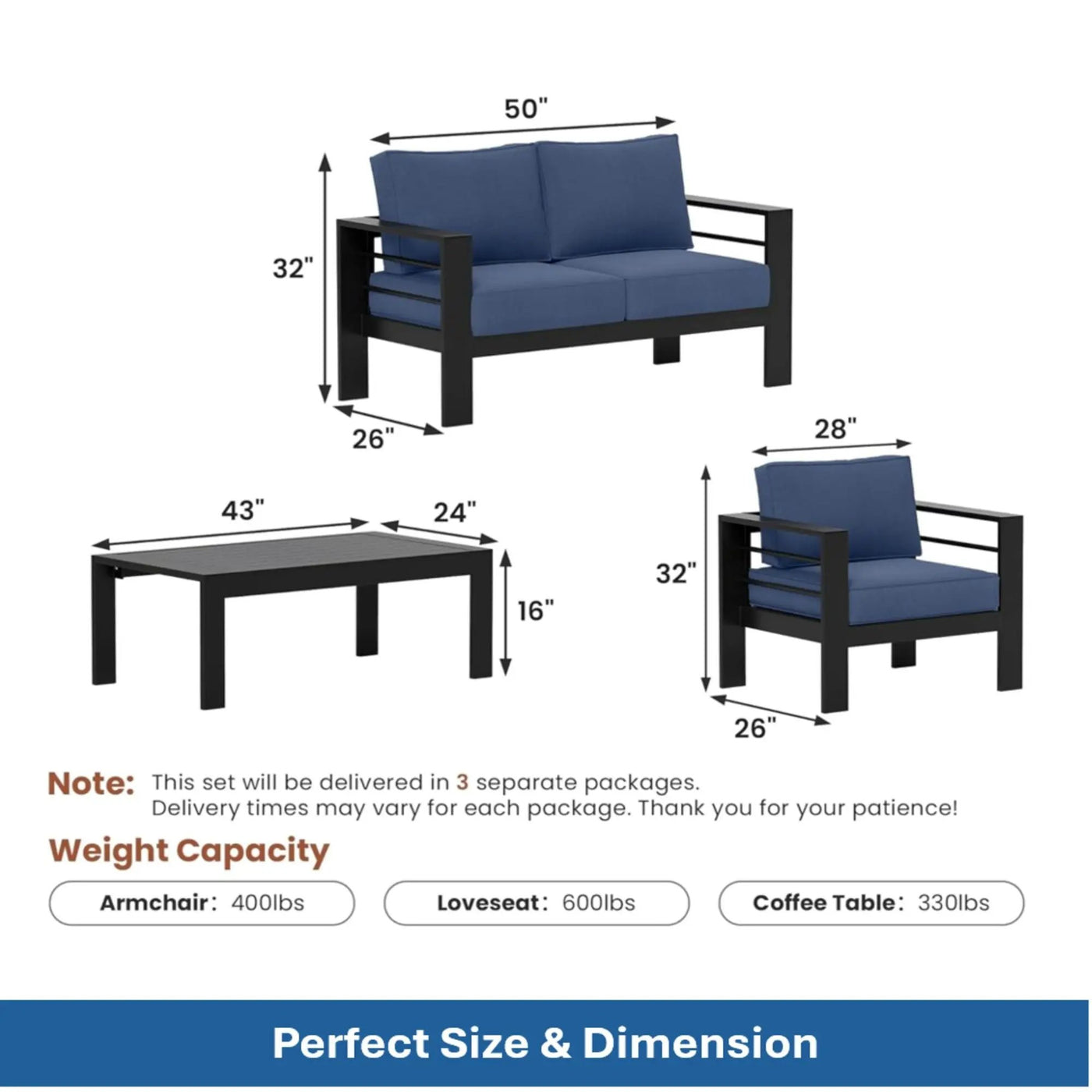 Outdoor Patio Set, All-Weather With Thick Cushions by HouseOfZazla