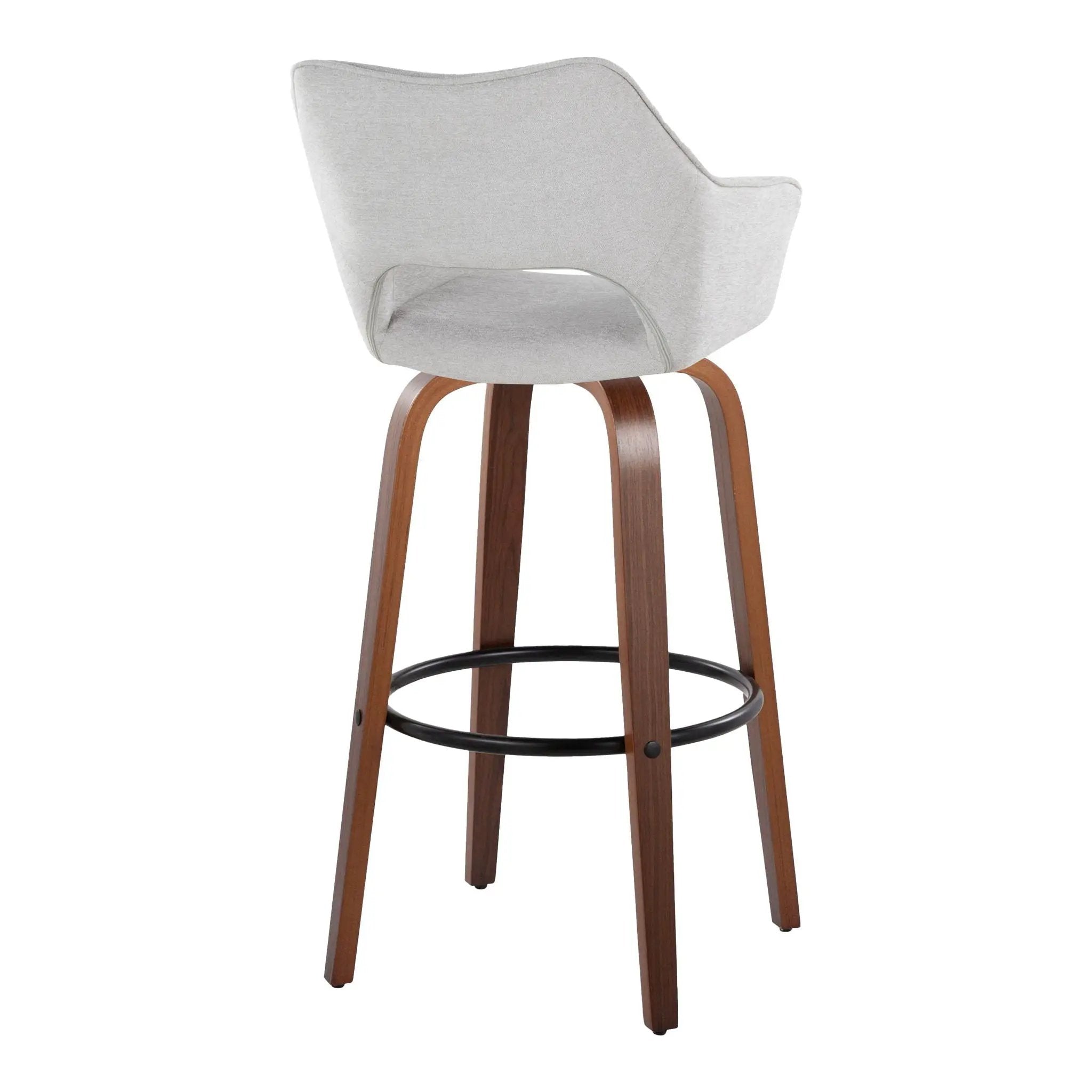 Mustang - Contemporary Fixed Height Barstool With Swivel & Round Footrest (Set of 2) by Unique Piece Furniture