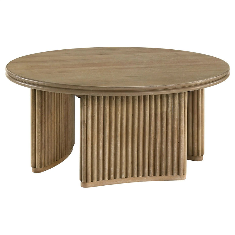 Adina 2-piece Round Coffee Table Set Distressed Light Brown by Unique Piece Furniture