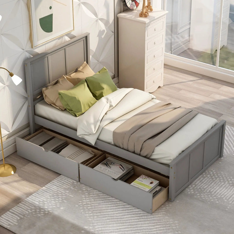 Platform Storage Bed With 2 Wheel Base Drawers by Unique Piece Furniture