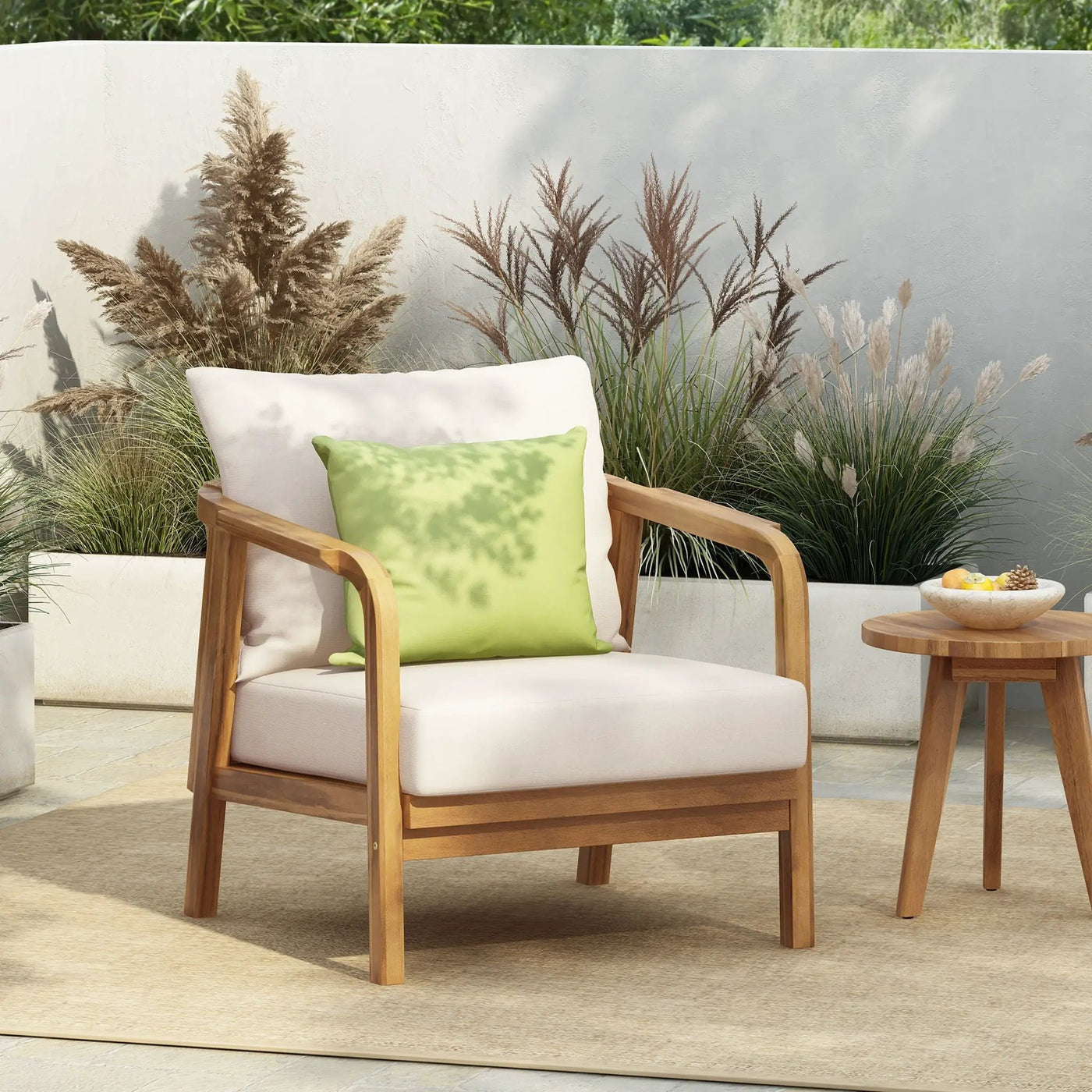 Outdoor Lounge Chair With Woven Backrest and Solid Wood Frame by HouseOfZazla