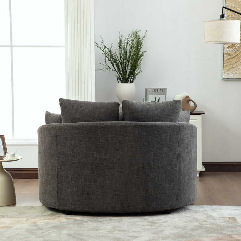 56.3'' Wide Upholstered Round Accent Cuddle Chaise with Cozy Chenille - Default Title, photo 4 of 8