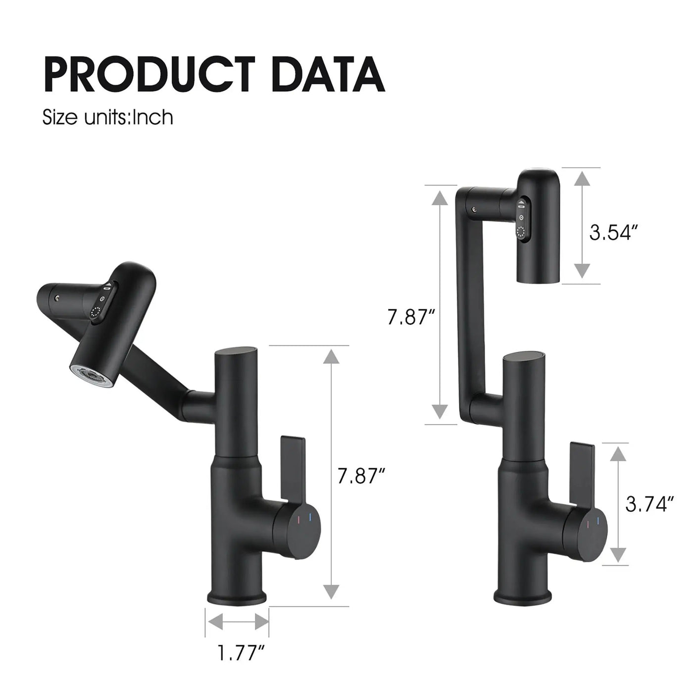 Bathroom Sink Faucet With Spray Function And Temperature Display, Anti Skid Switch, 360 Degree Rotary by HouseOfZazla