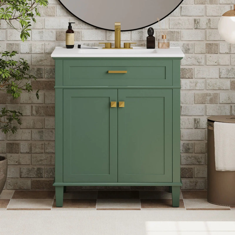 Bathroom Vanity With Ceramic Basin, Soft Close Door And Adjustable Shelves by HouseOfZazla