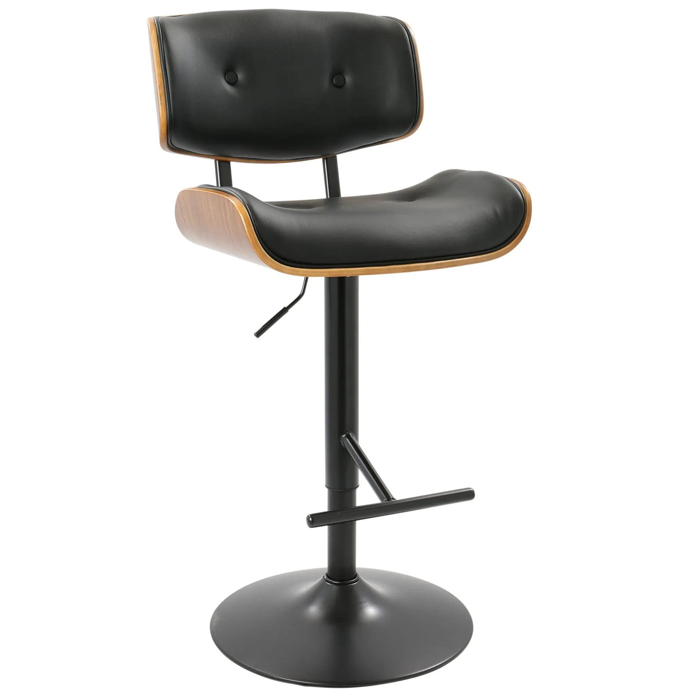 Lombardi - Mid Century Modern Adjustable Barstool With Swivel With Straight T Footrest (Set of 3) by HouseOfZazla