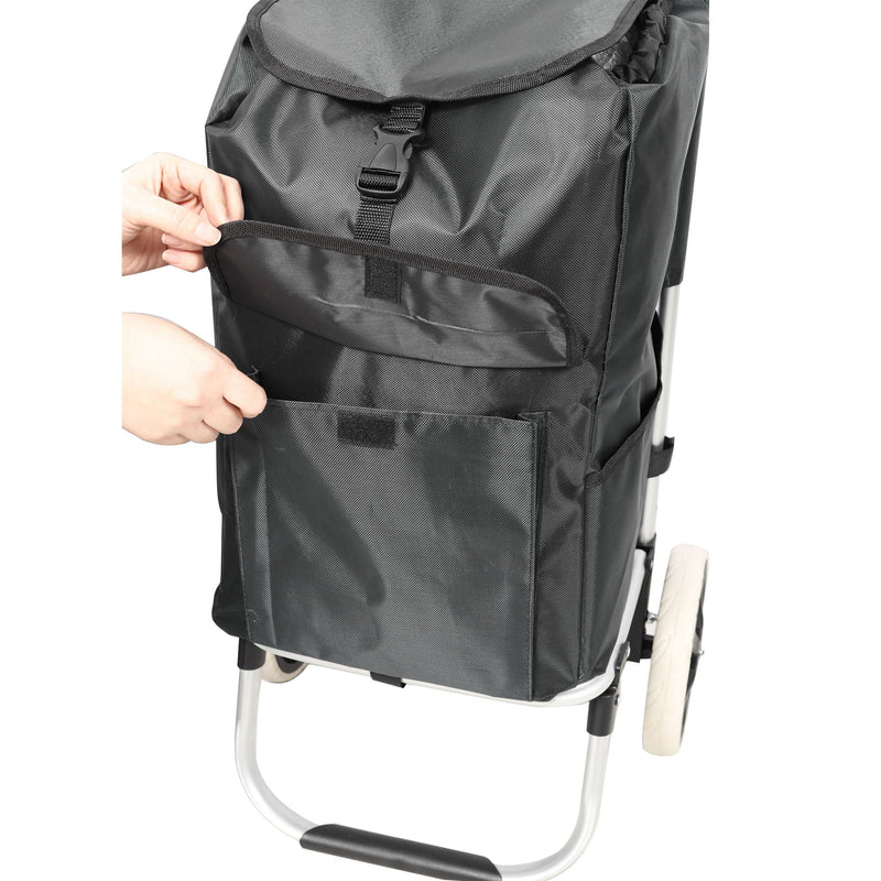 Foldable Shopping Trolley With Wheels And Removable Waterproof Bag - Black by HouseOfZazla