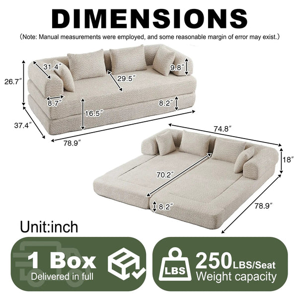 78.9-Inch Convertible Sleeper Sofa, photo 2 of 10