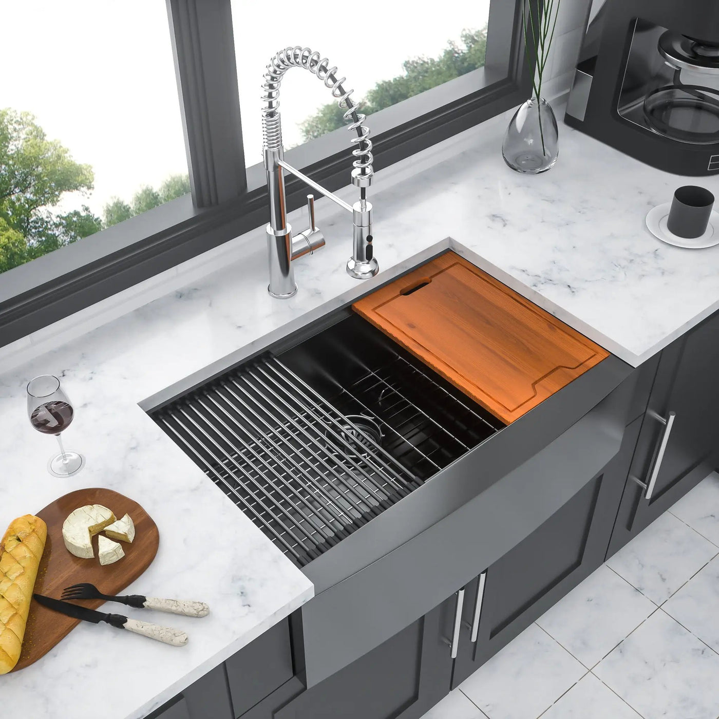 Farmhouse Kitchen Sink Workstation, Apron Front by HouseOfZazla