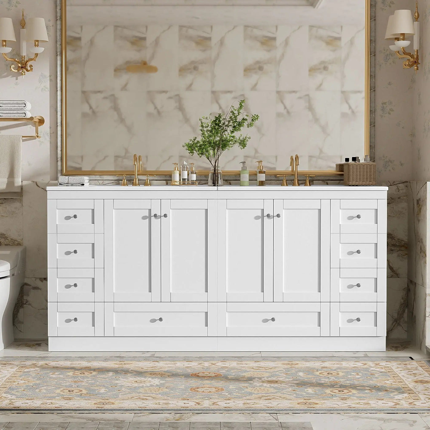 Shaker Free Standing Bathroom Vanity Cabinet & Sink, Soft Close Drawers, Soft Close Doors by Unique Piece Furniture