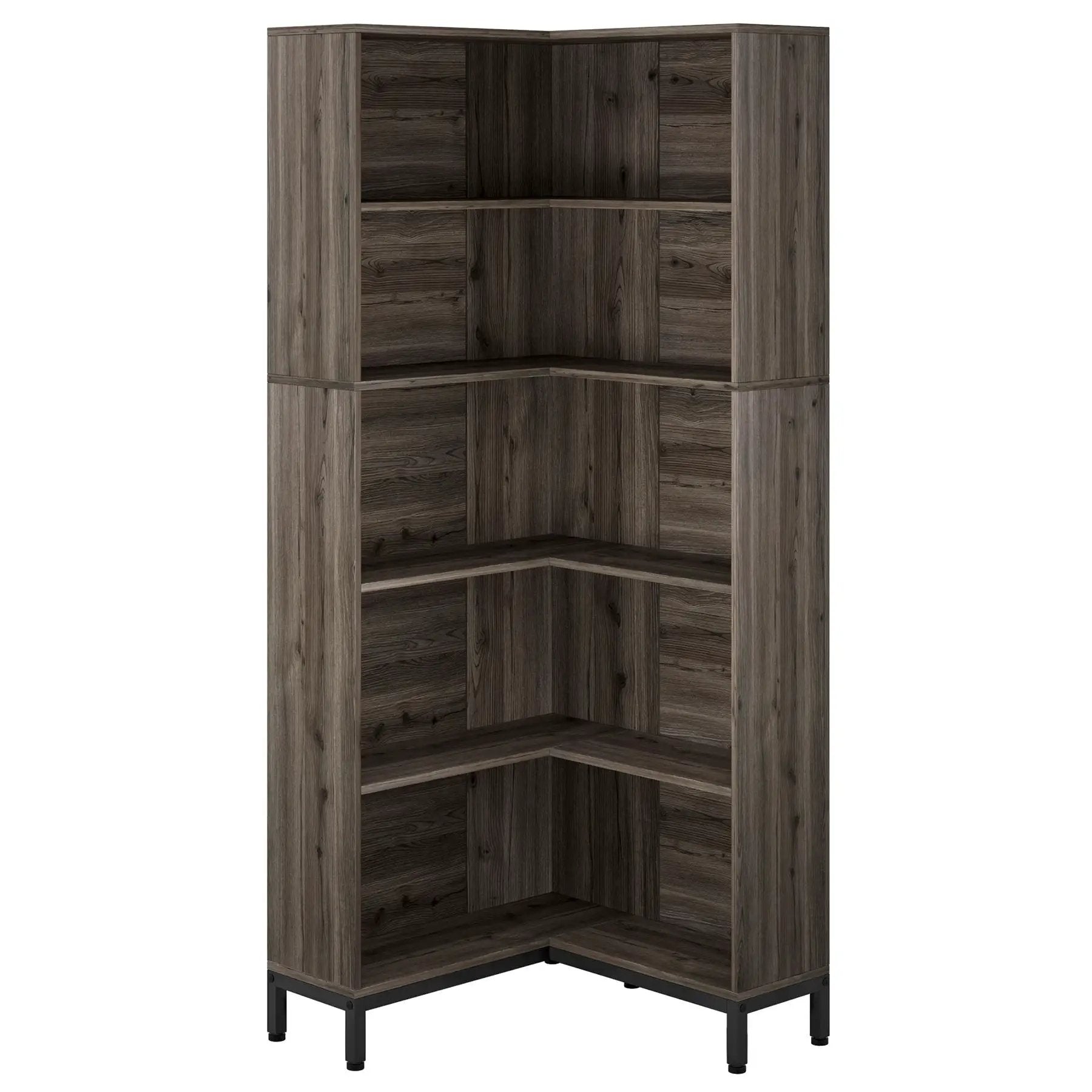 L-Shaped Bookcase, 5 Tier Freestanding Corner Bookshelf by HouseOfZazla