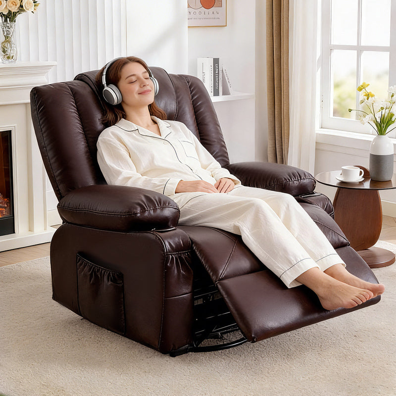 Rocker Recliner Chair with Massage and Heat - Leather, photo 6 of 8