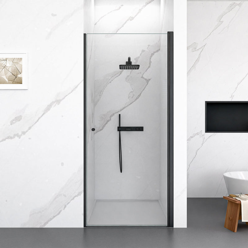 34"W x 72"H Frameless Circular Pivot Shower Door in Matte by HouseOfZazla