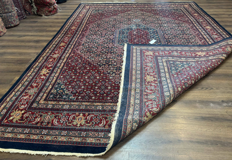 Indo Persian Bidjar Rug 9x12 Wool Handmade Carpet Dark Blue by Jewel Rugs