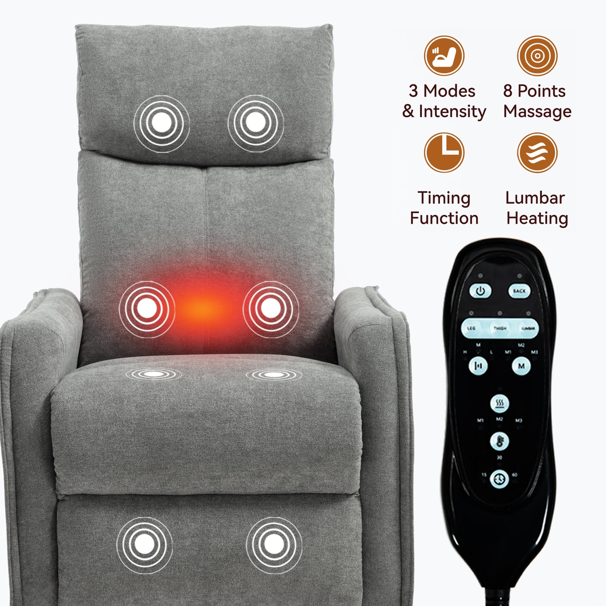 Heat Massage Manual Recliner Chair with Rocker and Swivel by HouseOfZazla