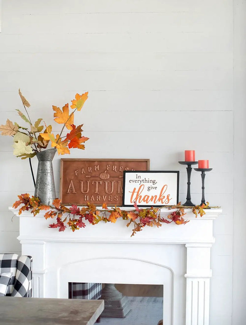 Thanks Wall Sign, Wall Art Decor For Harvest Festival Fall Festival & Thanksgiving Table Decorations (Set of 2) - Black / Orange / White by Unique Piece Furniture