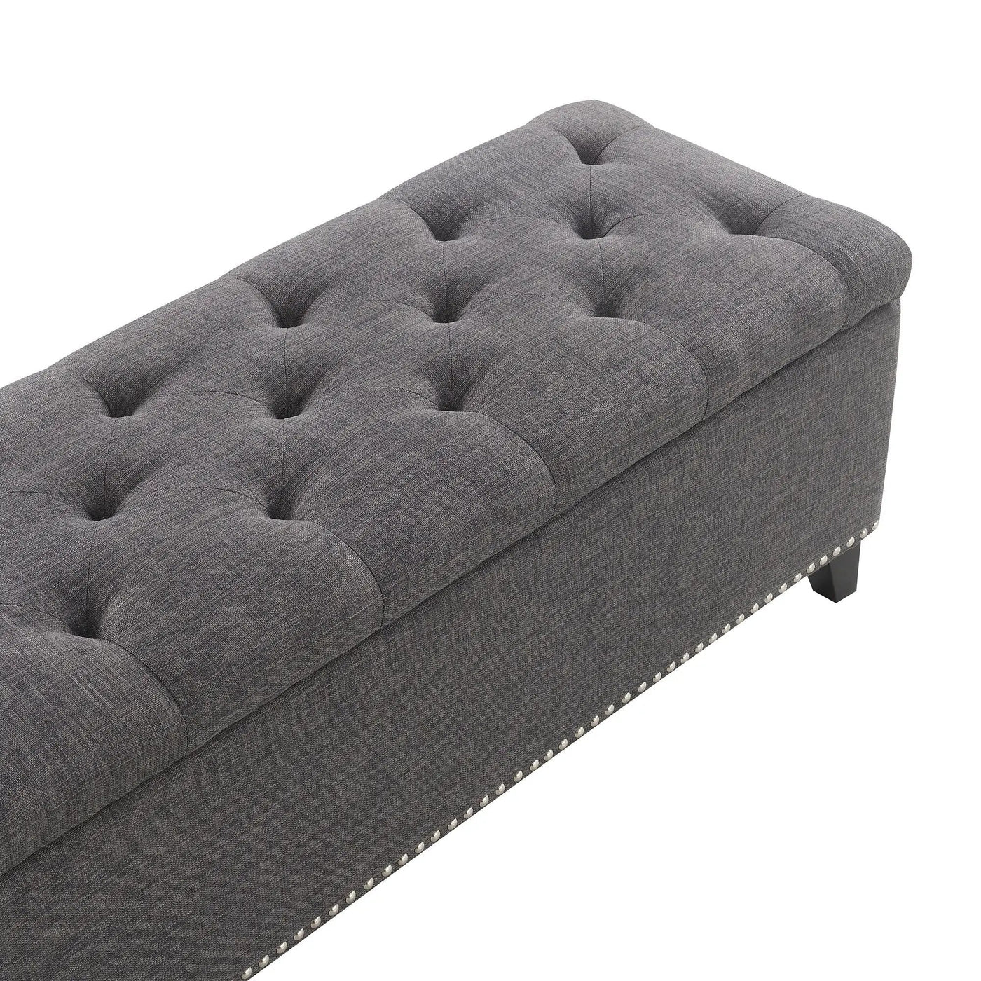 Button-Tufted Storage Ottoman With Safety Close Hinge by HouseOfZazla