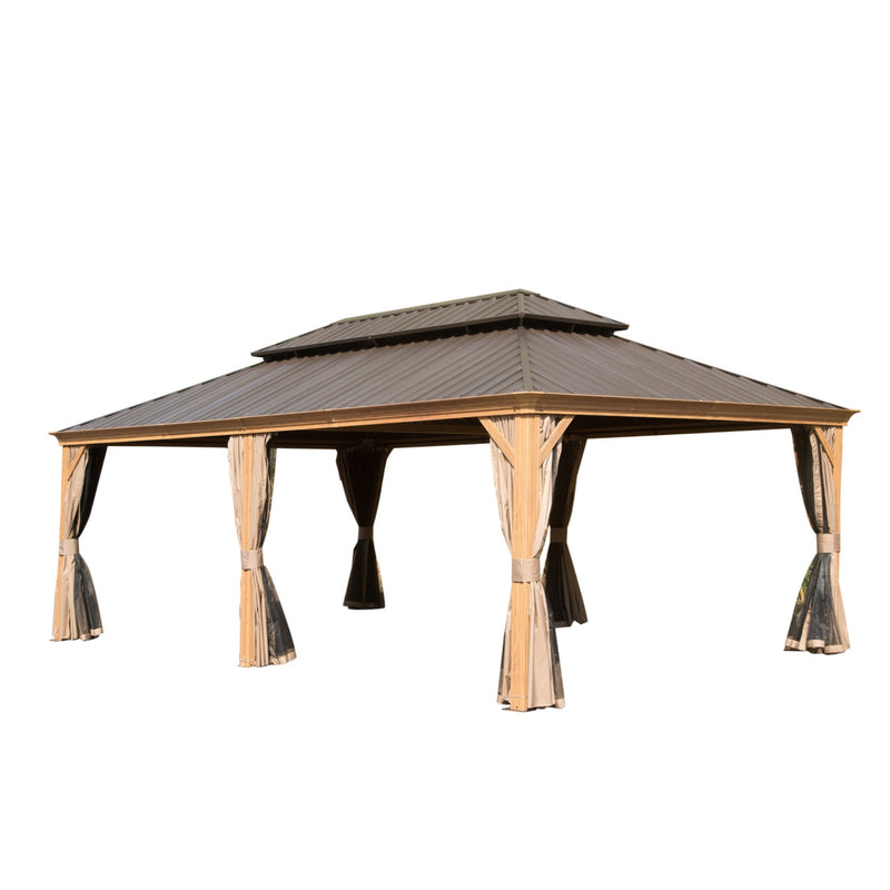 14x24FT Hardtop Gazebo With Galvanized Steel Double Roof by HouseOfZazla