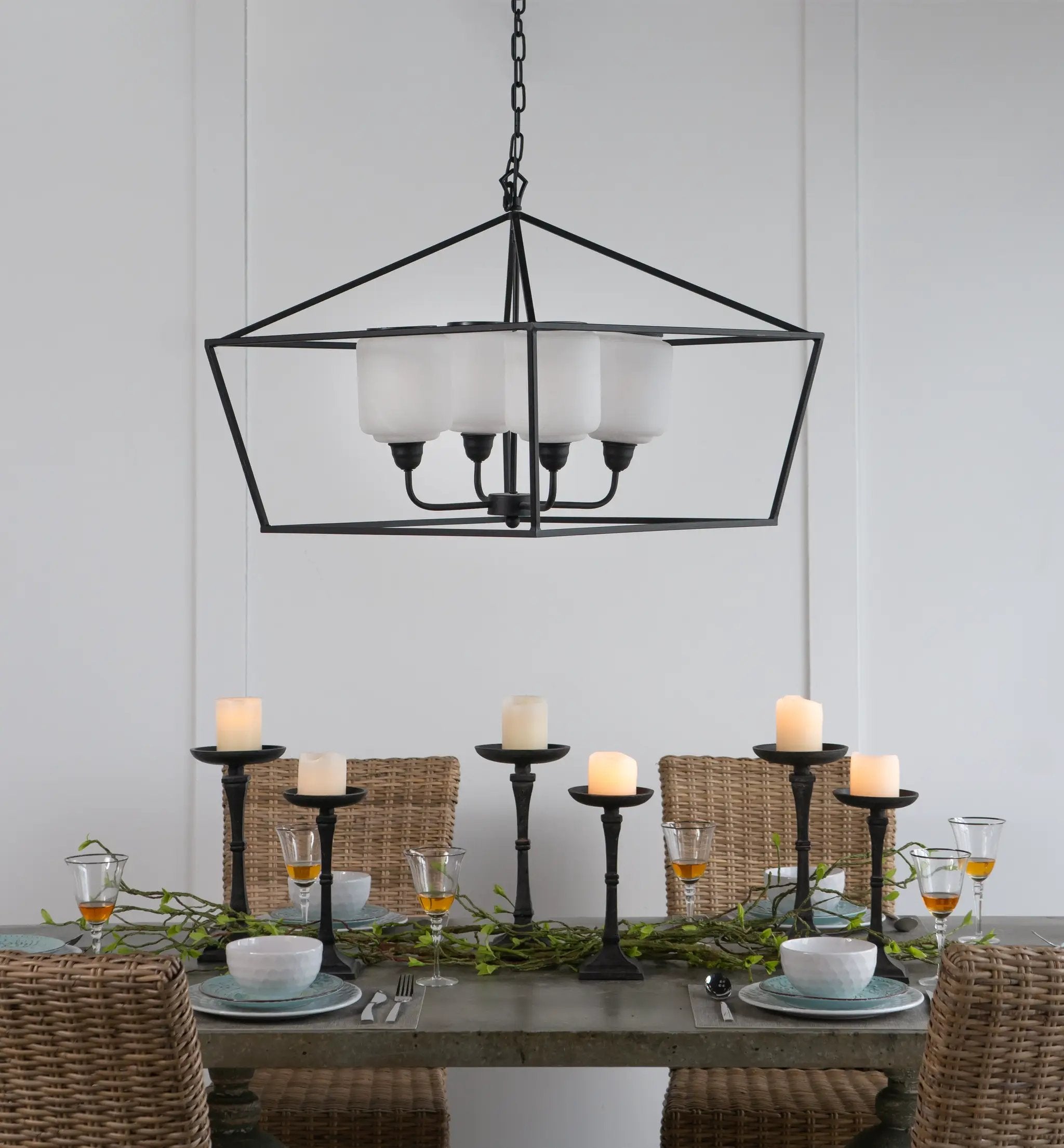 26" Iron Chandelier - Sleek Industrial Style by HouseOfZazla