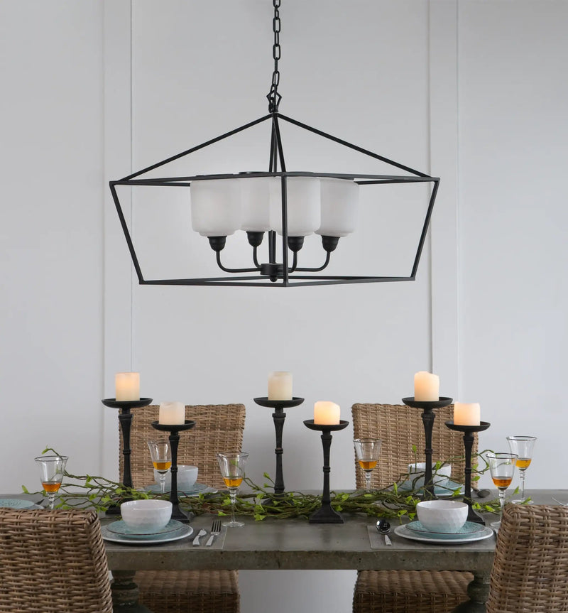 26" Iron Chandelier - Sleek Industrial Style by HouseOfZazla