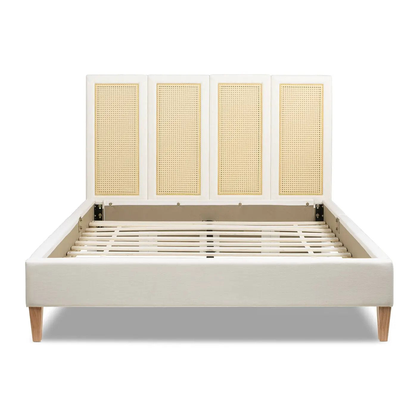 Toscana Queen Upholstered Cane Back Platform Bed by HouseOfZazla