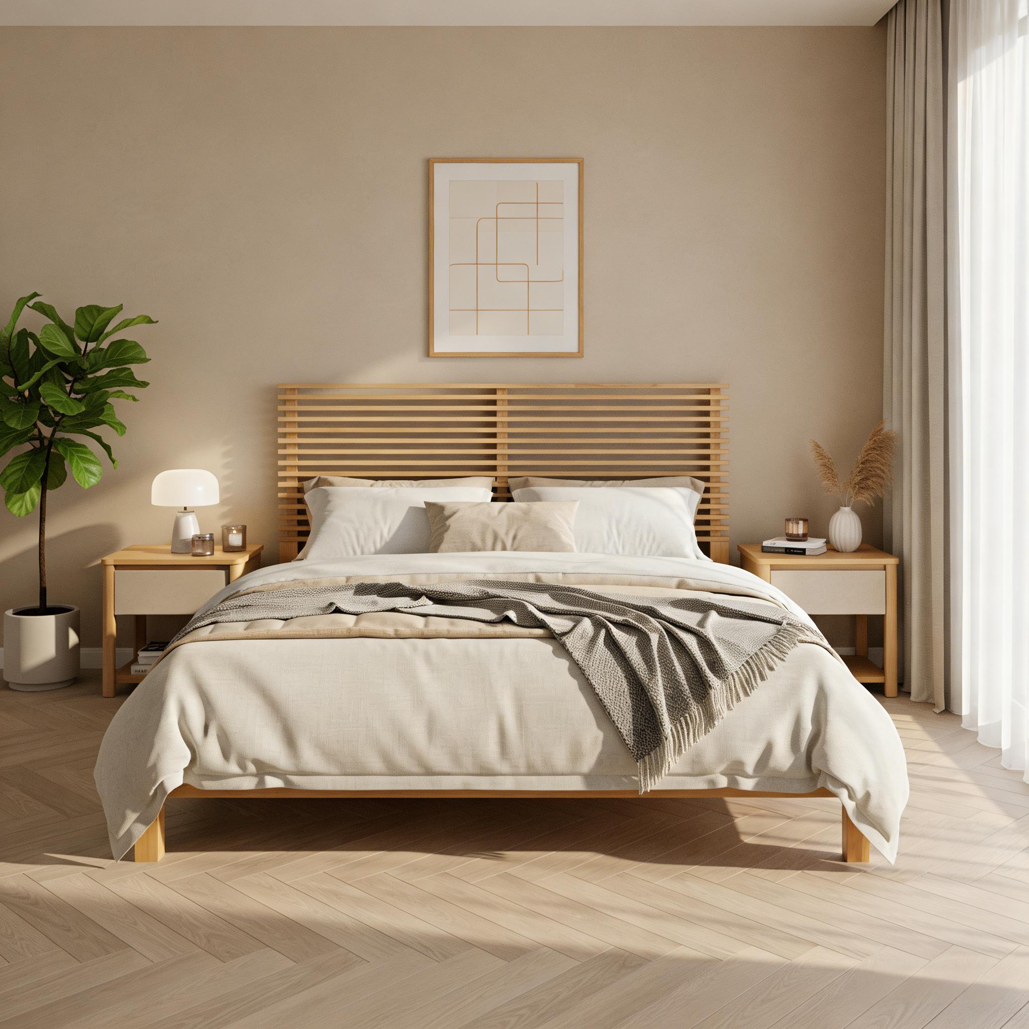 Premium Solid Wood Queen Size Platform Bed Frame by HouseOfZazla