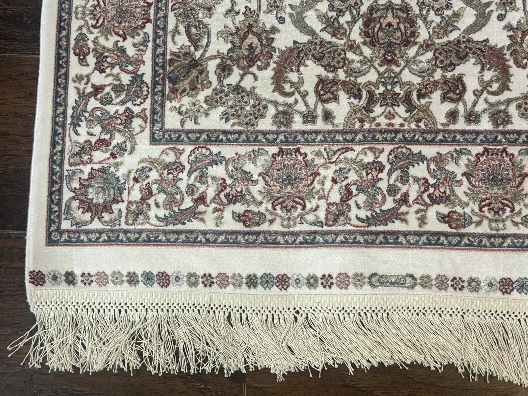 Small Turkish Silk Rug 2.6 x 4, Ivory, Allover Design, Bamboo Silk by Jewel Rugs