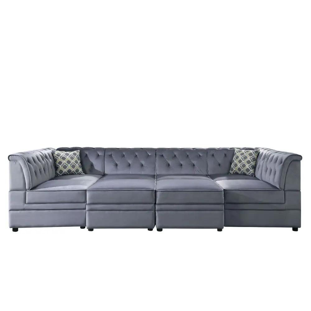 Bois II - Modular Armless Chair - Gray Velvet by Unique Piece Furniture