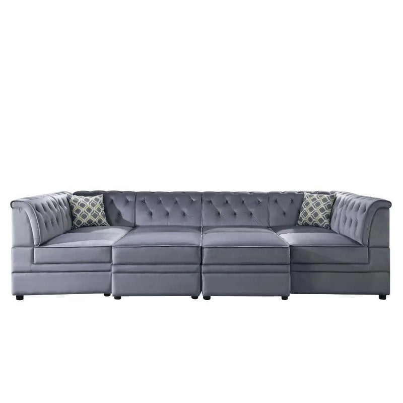 Bois II - Modular Armless Chair - Gray Velvet by Unique Piece Furniture