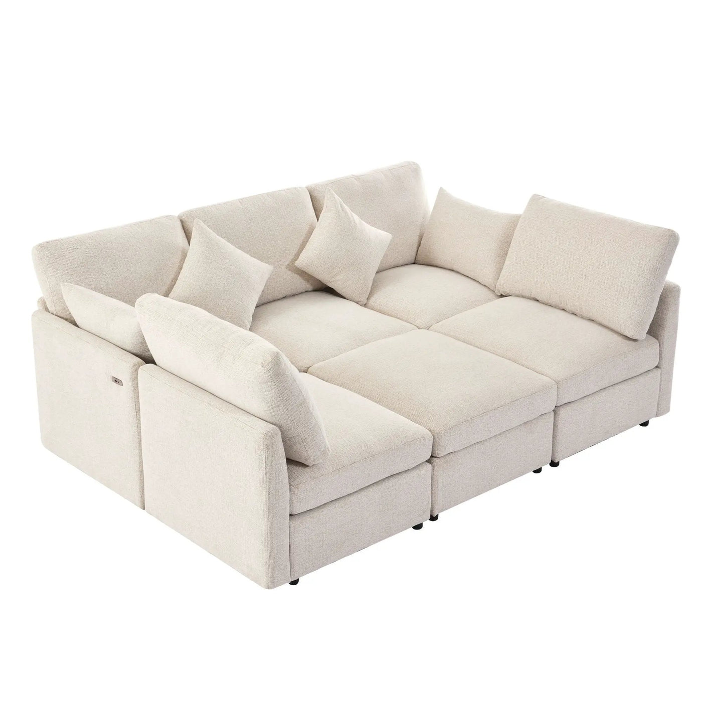 Sectional Sofa Modular U-Shaped With Ottoman & USB Ports by HouseOfZazla