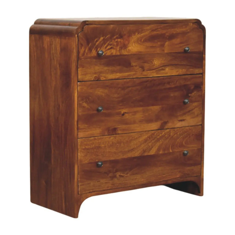 Solid Wood Newton Chest, 3-Drawers, Chestnut by HouseOfZazla