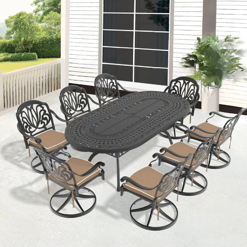 9-Piece All-Weather Cast Aluminum Dining Set by HouseOfZazla