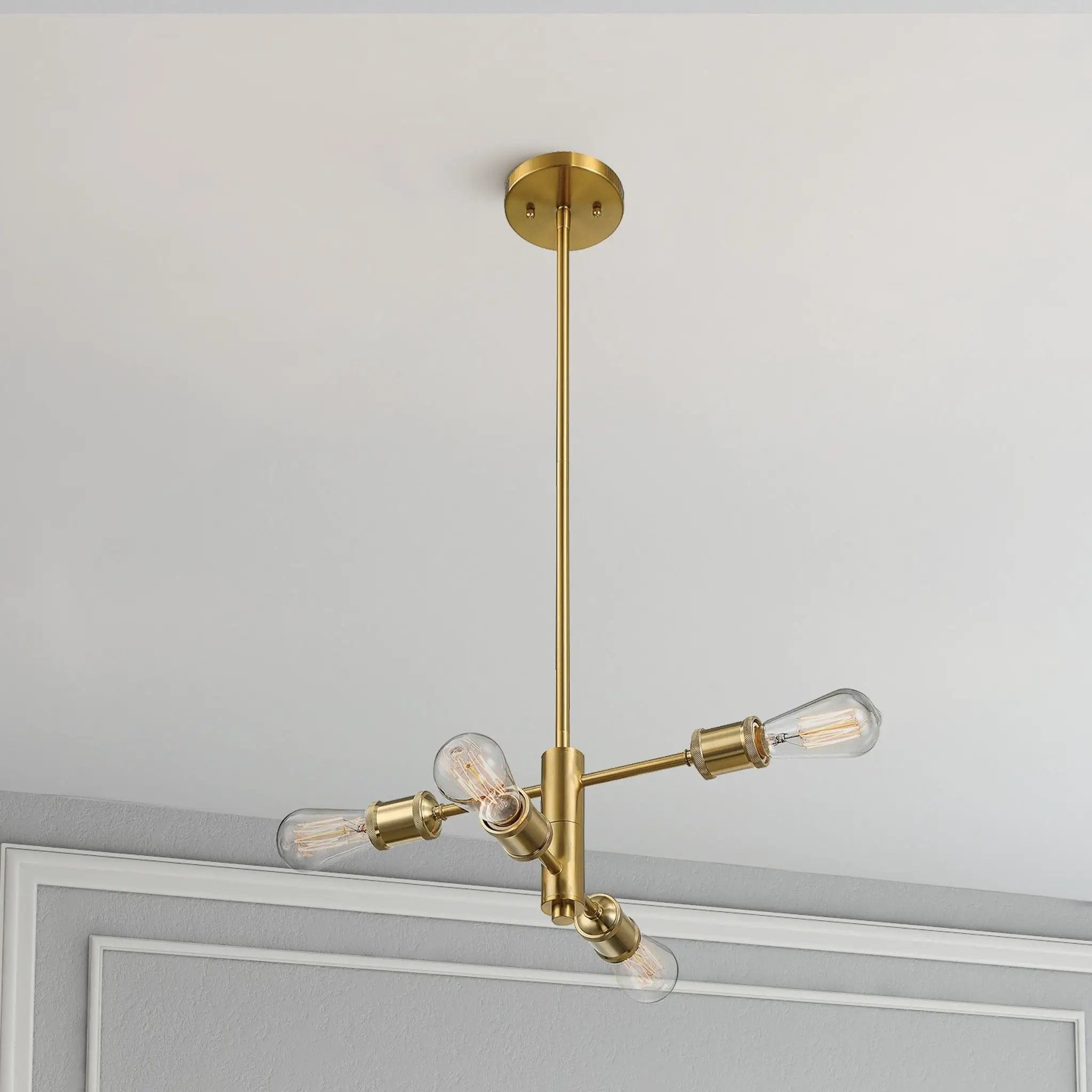 Trellis - 4 Lights Modern Gold Chandelier Vintage Pendant Fixture For Living Room - Clear / Gold by Unique Piece Furniture