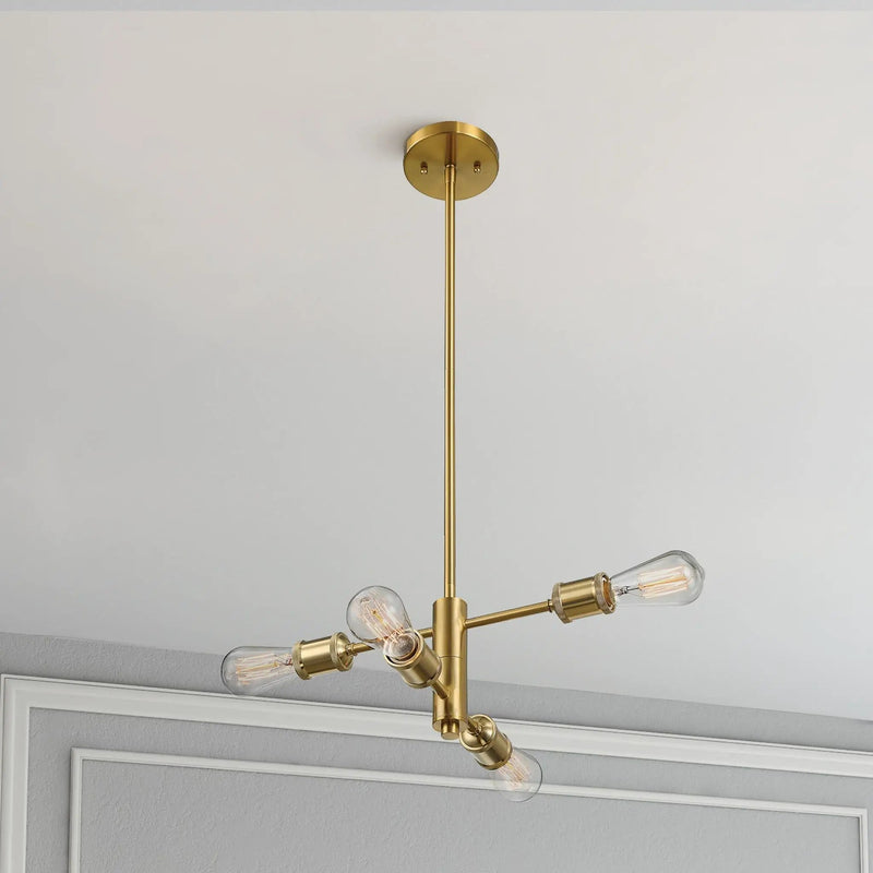 Trellis - 4 Lights Modern Gold Chandelier Vintage Pendant Fixture For Living Room - Clear / Gold by Unique Piece Furniture