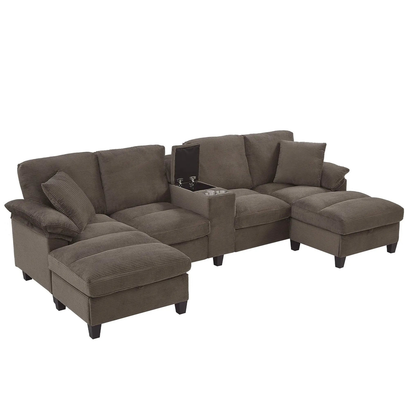 Modern U-Shaped Sectional Sofa With Storage Ottomans by Unique Piece Furniture