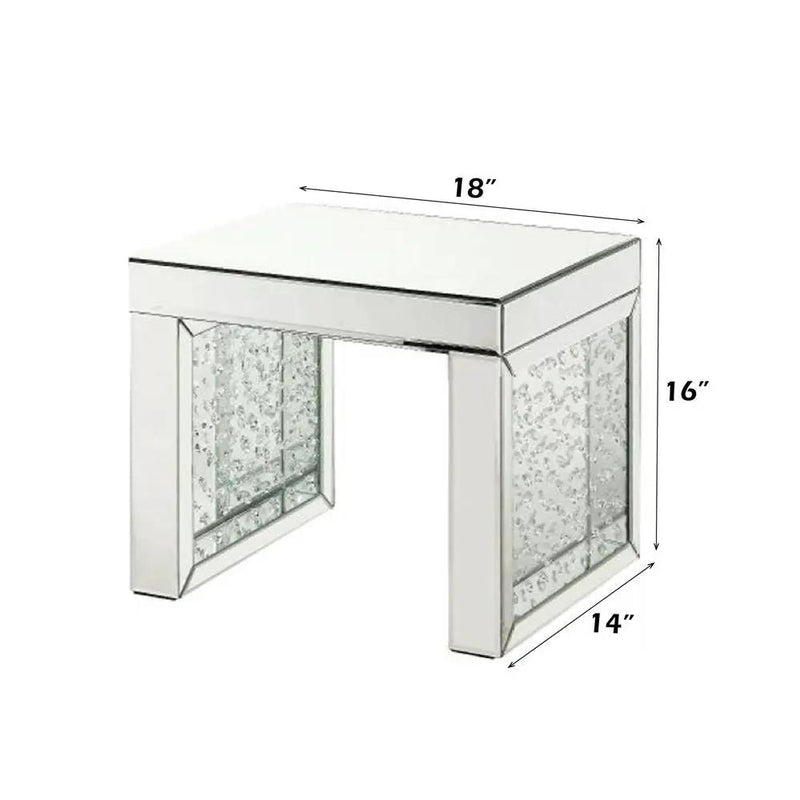Nysa - 16" Accent Table - Mirrored & Faux Crystals Inlay by Unique Piece Furniture