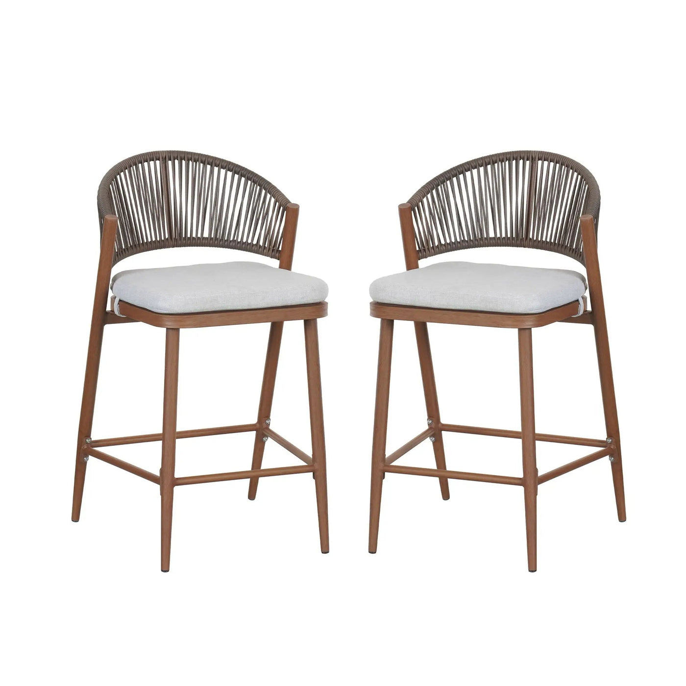 Outdoor 26" Counter Height Metal Frame Counter Stools With Scallop Shaped Backrest & Water Resistant Cushions by HouseOfZazla