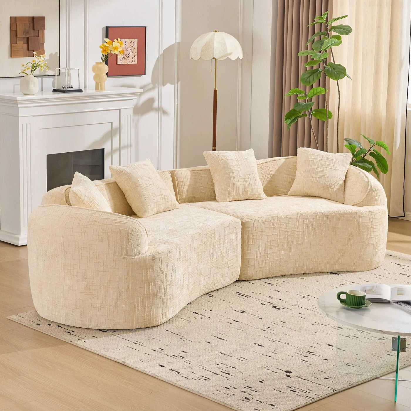Curved Compressed Sofa, Nordic-Style Design For Living Room by Unique Piece Furniture