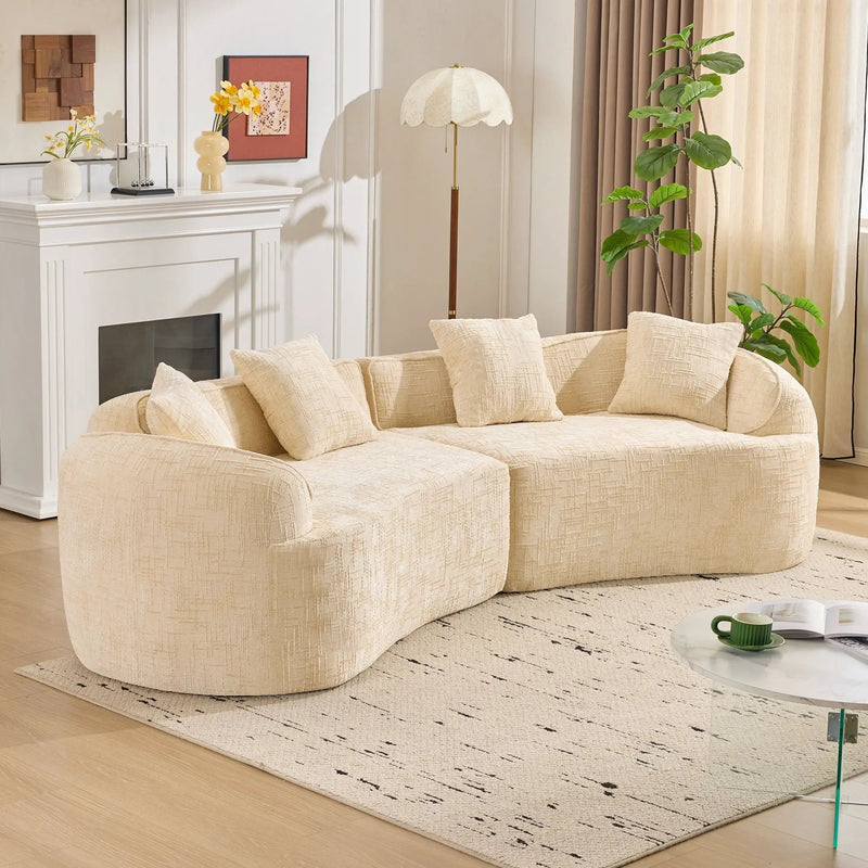 Curved Compressed Sofa, Nordic-Style Design For Living Room by Unique Piece Furniture