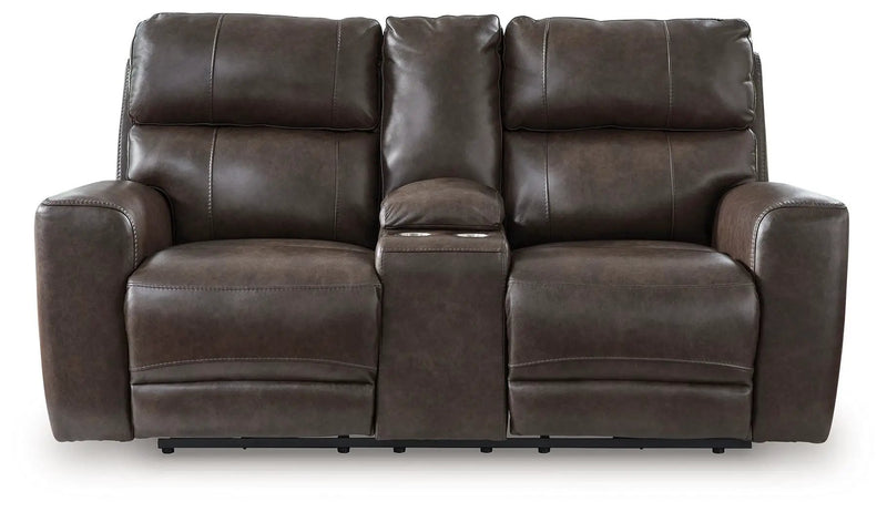 Crossplex - Power Reclining Loveseat / Console / Adjustable Headrest - Smoke by Unique Piece Furniture