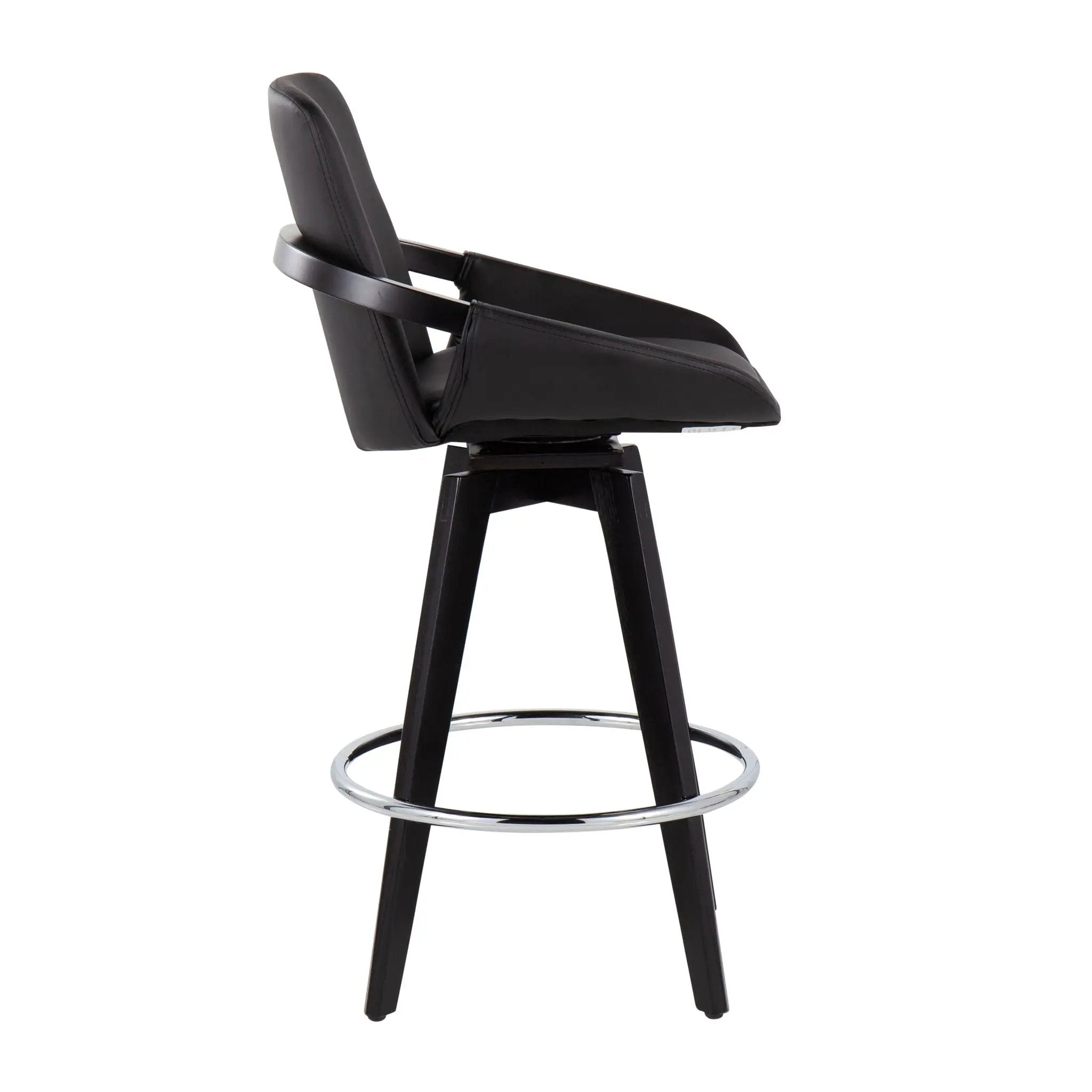 Cosmo - Contemporary Fixed Height Counter Stool With Swivel And Round Footrest (Set of 2) by HouseOfZazla