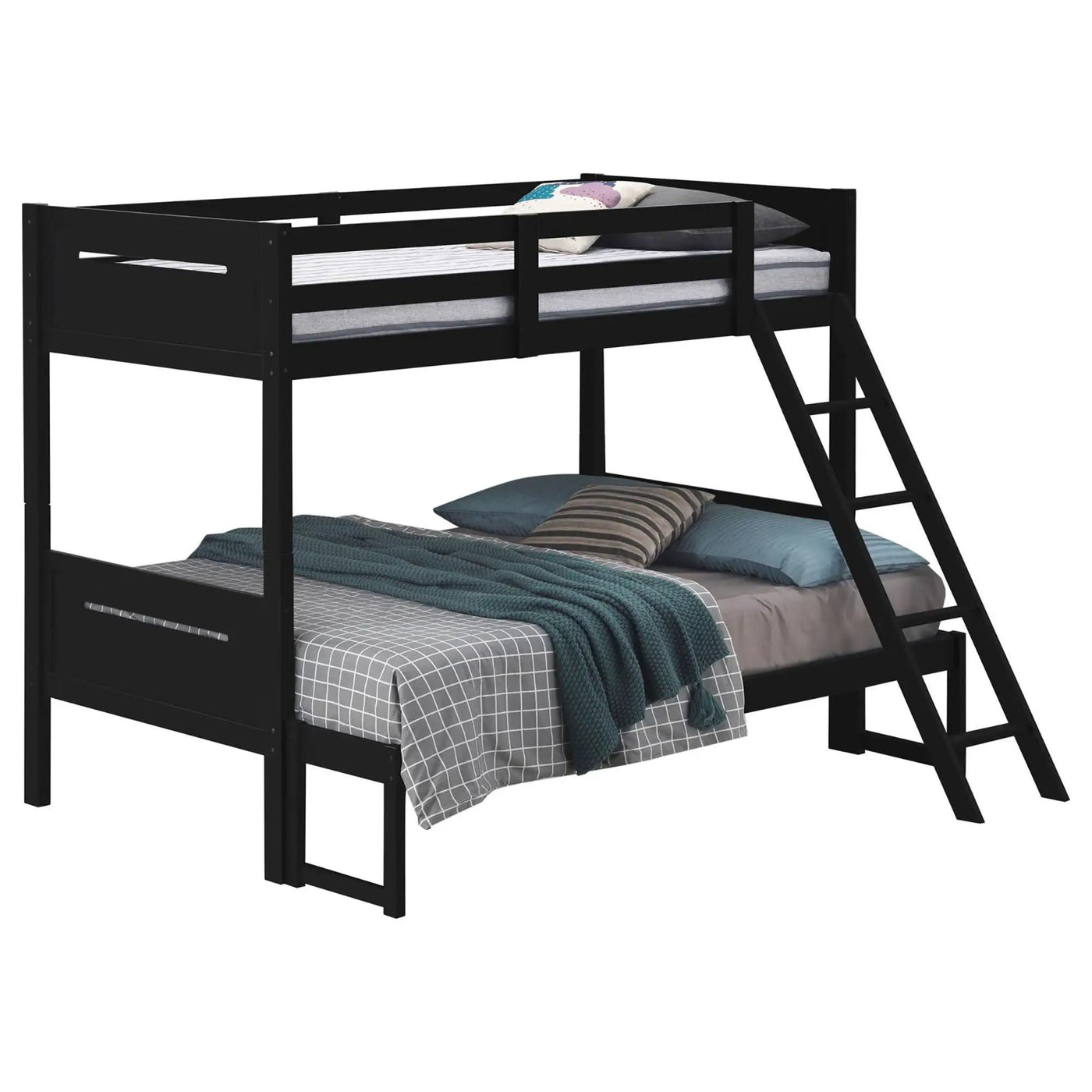 Bunk Bed With Built In Ladder, Safety Guardrails And Angled Access Step by HouseOfZazla