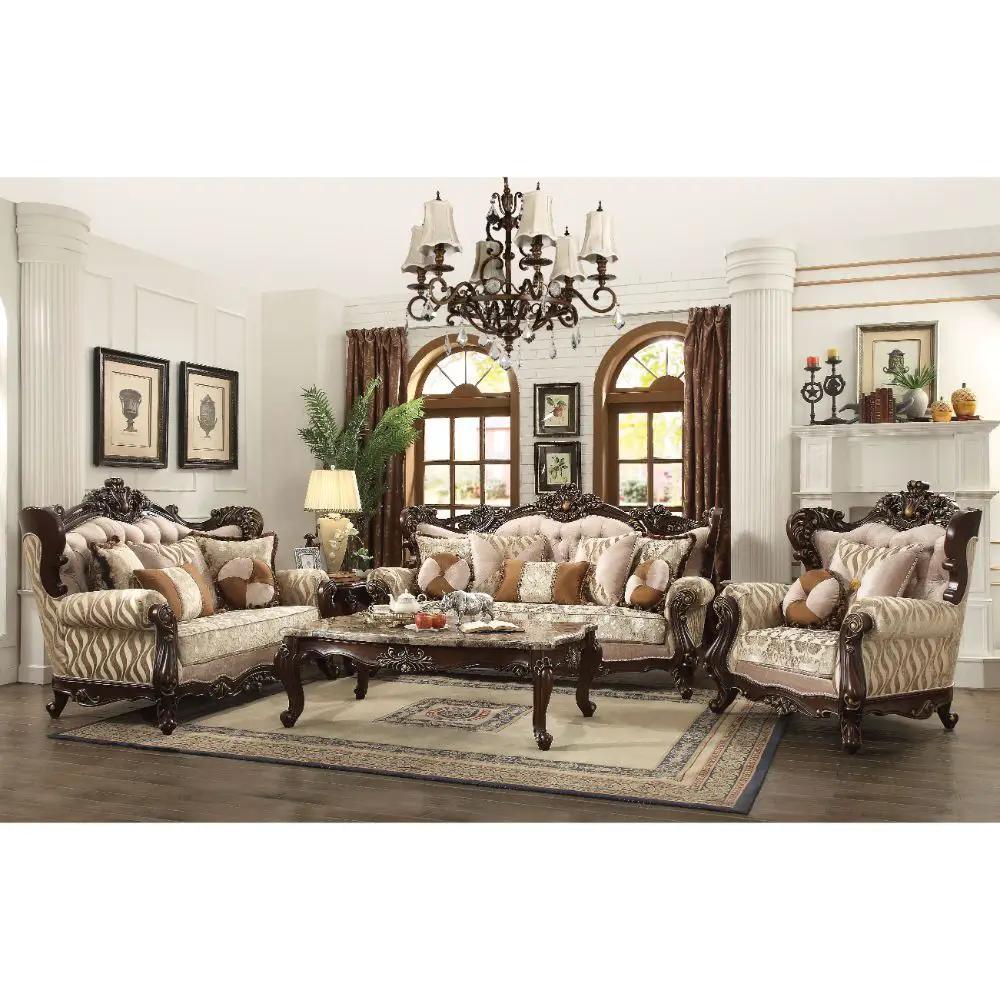 Shalisa - Sofa With 7 Pillows (Same Lv01585) - Fabric & Walnut by Unique Piece Furniture