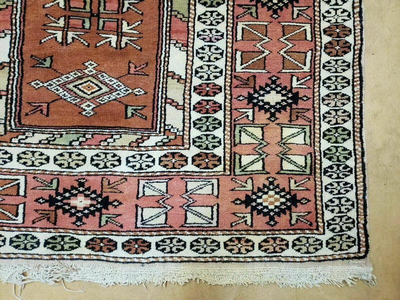4' X 7' Antique Handmade Turkish Melas Oushak Wool Rug by Jewel Rugs