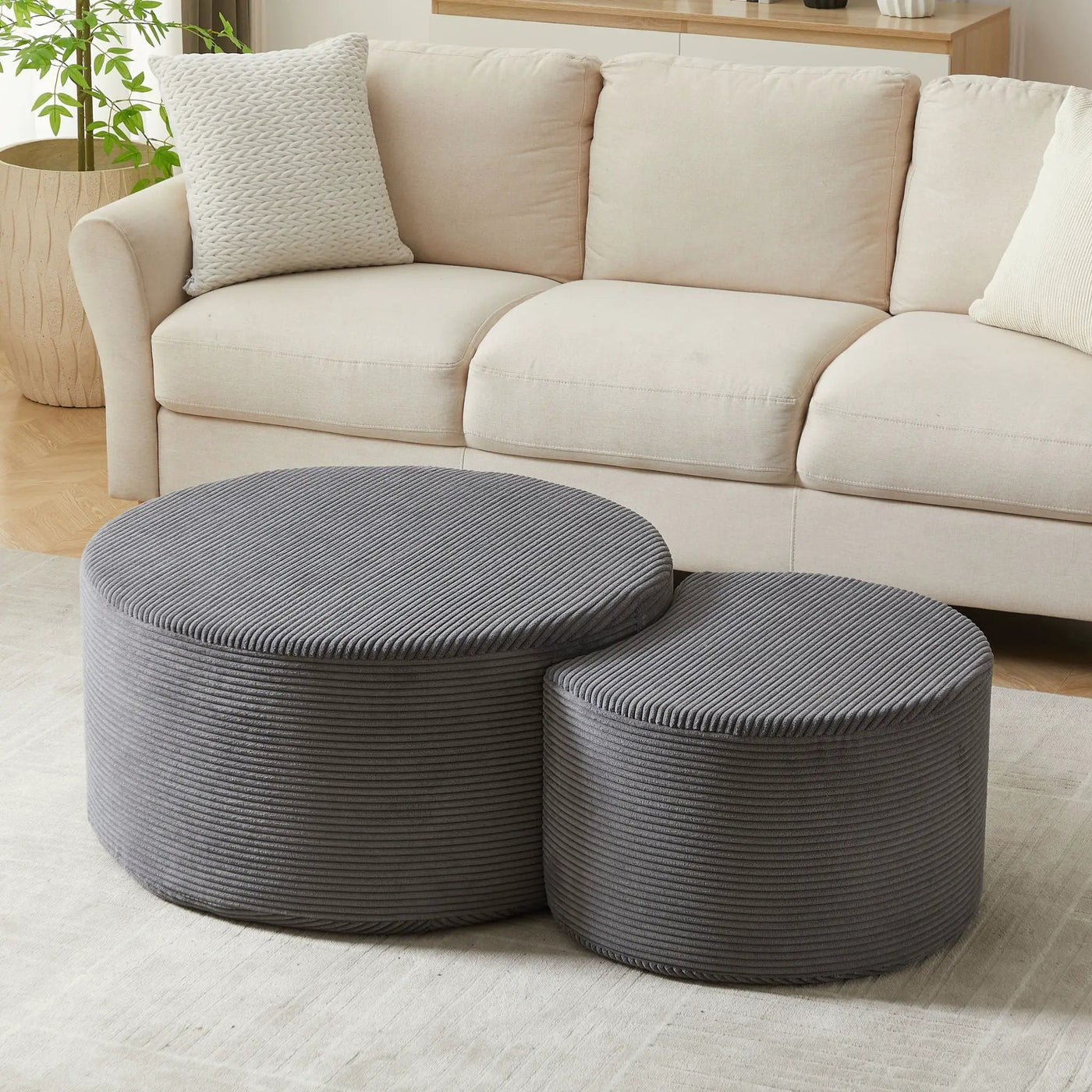 Modern Upholstered Round Coffee Table For Living Room (Set of 2) by HouseOfZazla