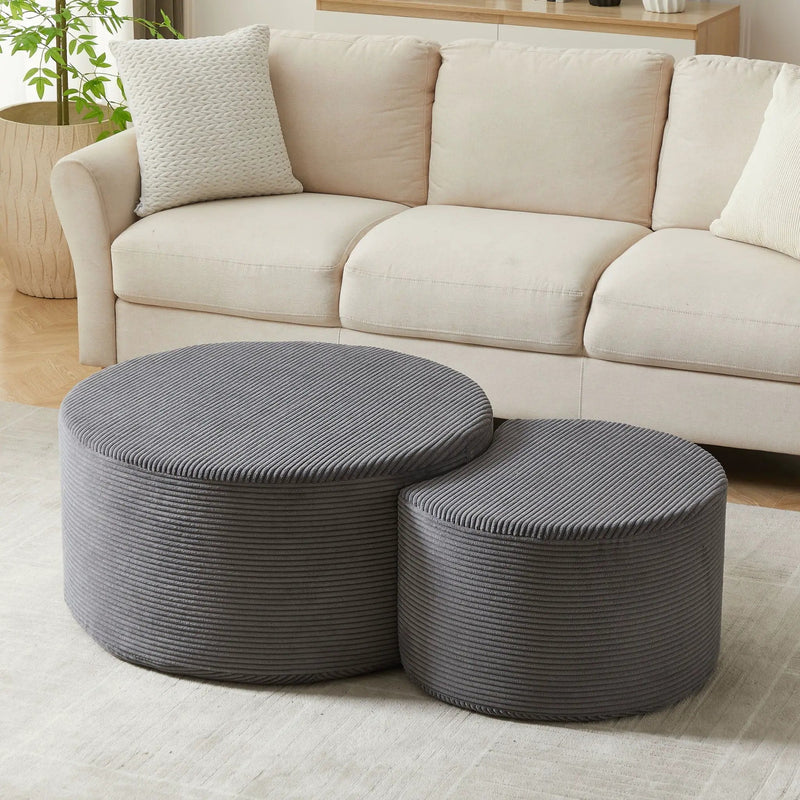 Modern Upholstered Round Coffee Table For Living Room (Set of 2) by HouseOfZazla