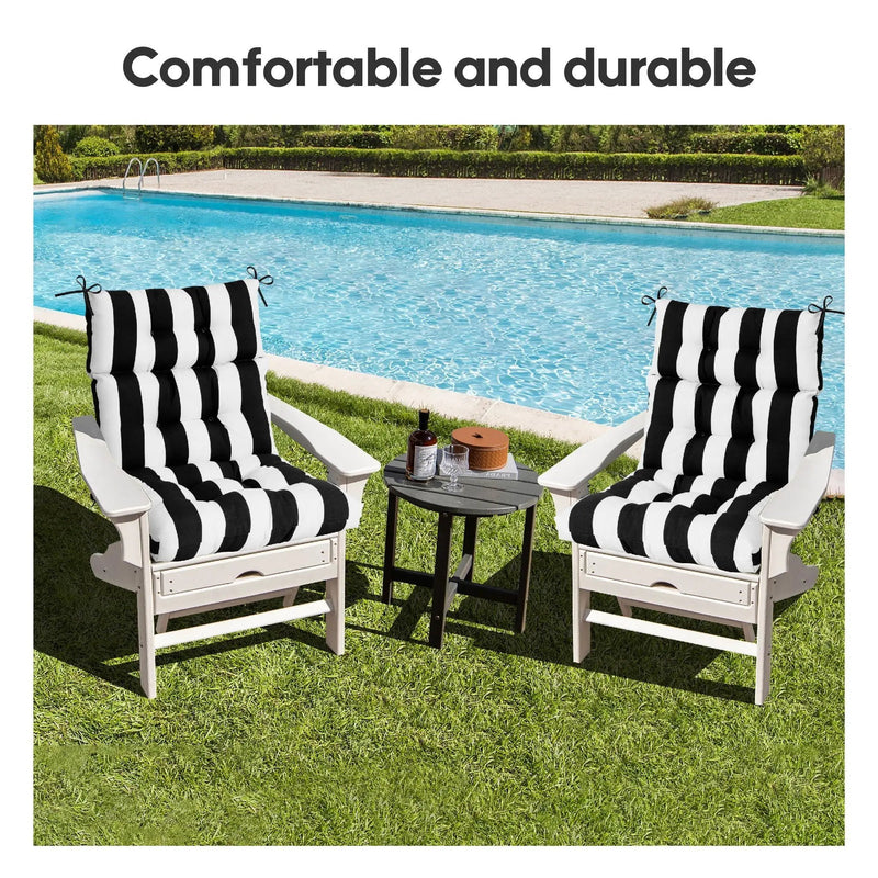 2 Piece High Back Patio Chair Cushion Set, Tufted Adirondack And Rocking Chair Cushions by HouseOfZazla