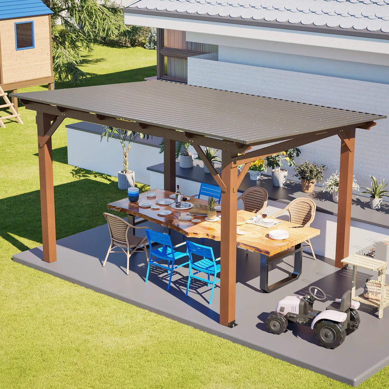 13x10ft Wooden Garden Gazebo with Metal Roof by HouseOfZazla