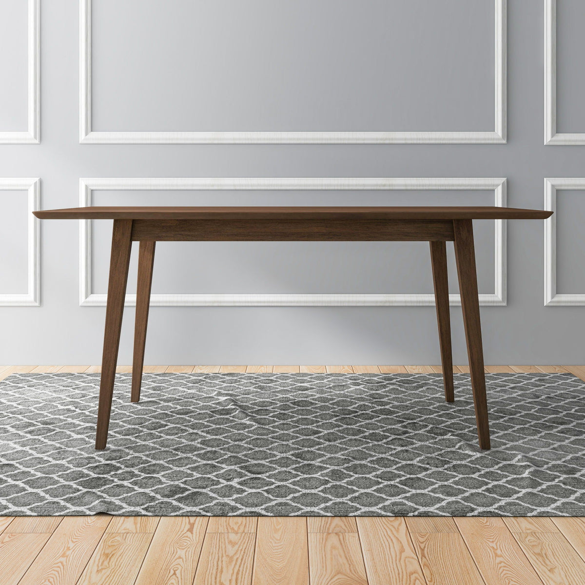 Modern Rectangular Dining Table with Solid Wood Construction - Dark Brown or White