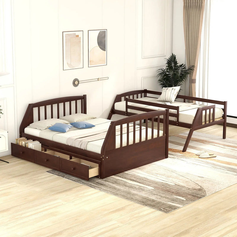 Bunk Bed With Drawers, Ladder And Storage Staircase by HouseOfZazla